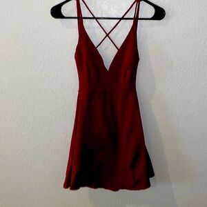 Red backless mid dress